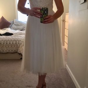 Adrianna Papell White Tulle Skirt